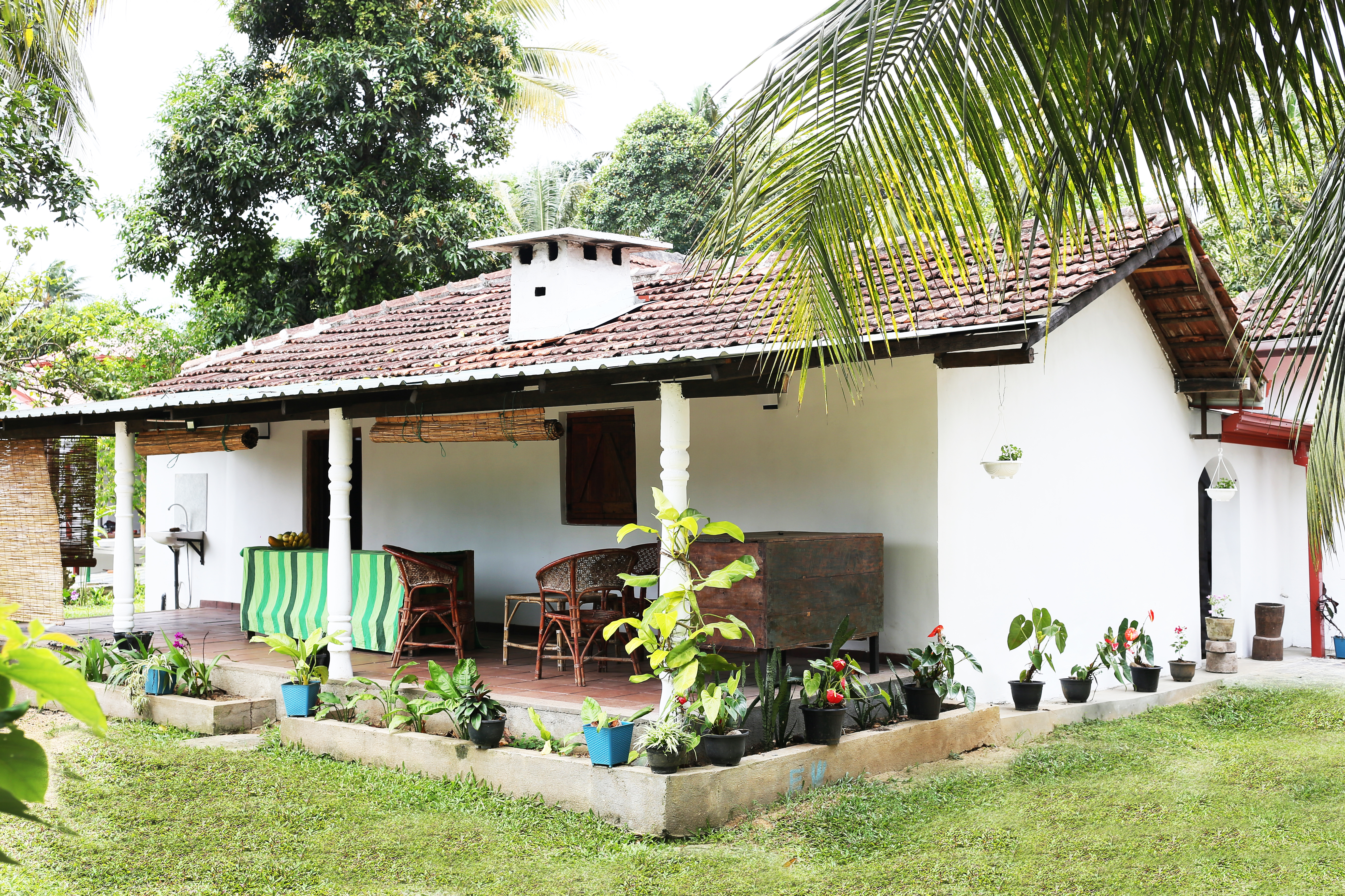 Outdoor seating area in the garden near Kandy